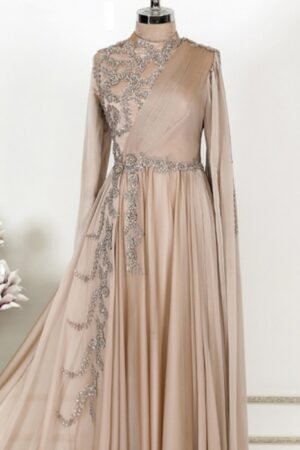Champagne Muslim Evening Dress Formal Party