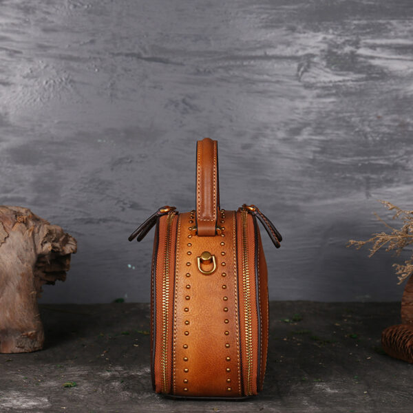 Vintage leather handbag multi-functional suede cowhide - Image 3