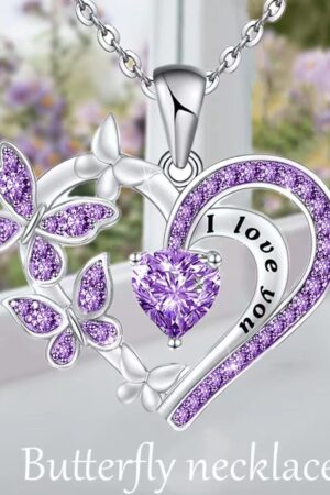 Ins Butterfly Love Necklace With Rhinestones Fashion Personality Hollow Heart-shaped Clavicle Chain Pendant Necklace For Valentine's Day