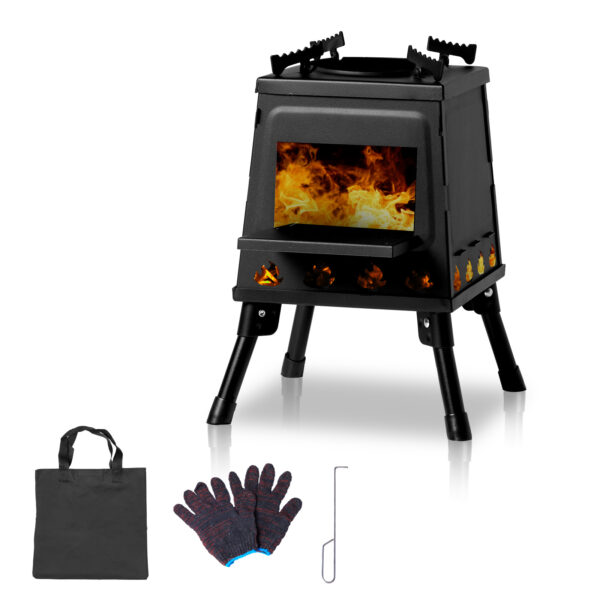 Wrought Iron Panel 27x27x34cm Black Detachable Piece Portable Camping Stove - Image 8