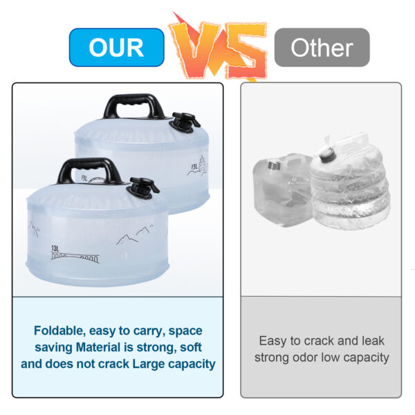 13L Camping Portable Water Bag Outdoor Hiking Travel Emergency Car Water Storage Equipment Home Living Water Tanks Foldable Water Container - Image 3