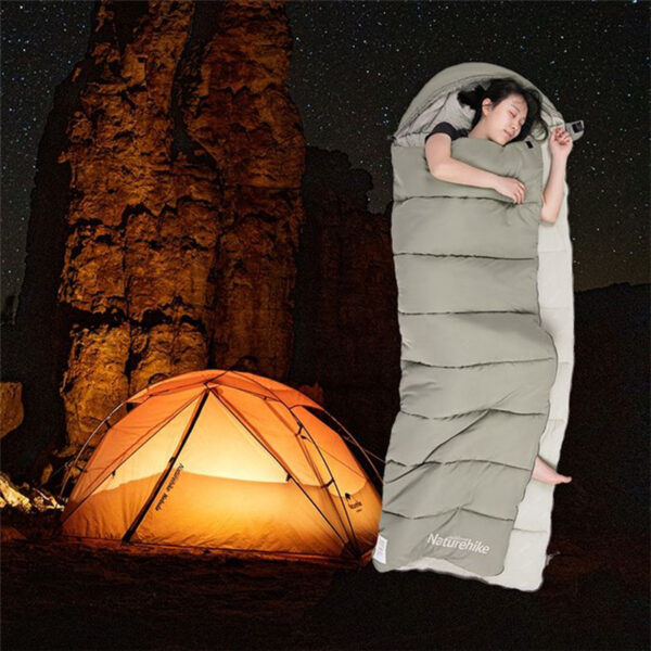 Envelope Hooded Cotton Sleeping Bag Can Be Washed And Stitched Double Tent Camping - Image 8
