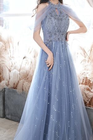 Host French Banquet Blue Long Dress