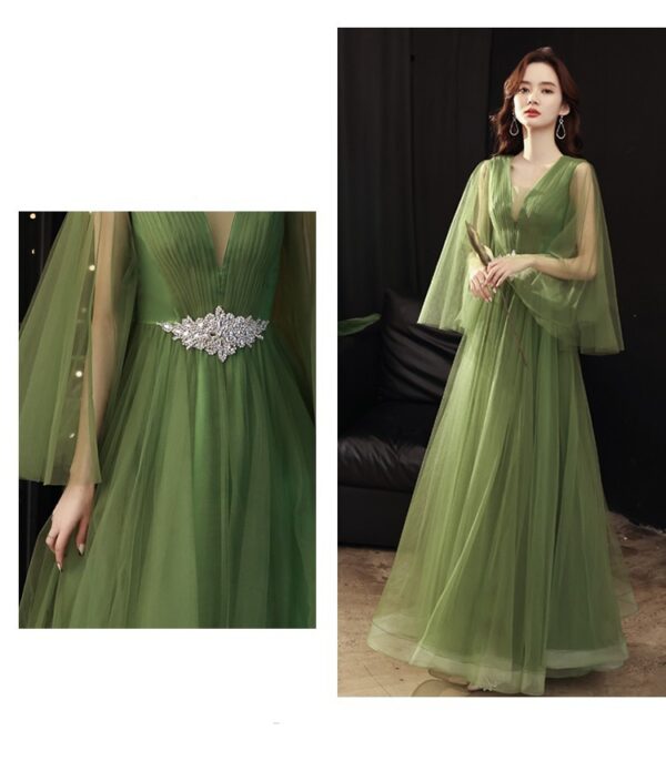 Green Wedding Dress Guzheng Art Examination Solo - Image 3