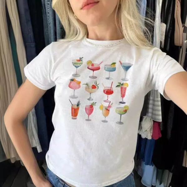 INS Personality Street Letter Print Short Midriff-baring Short-sleeved T-shirt - Image 3