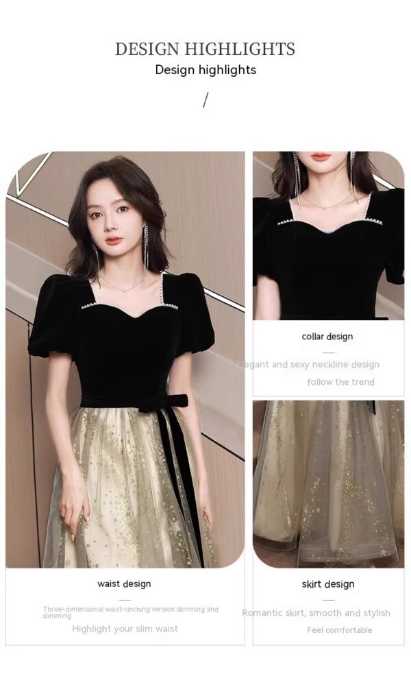 Women's French Light Luxury And Luxurious Black Evening Dress - Image 9
