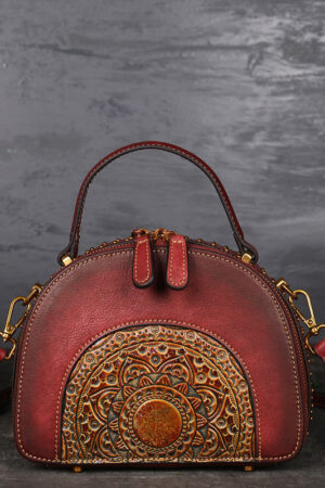 Vintage leather handbag multi-functional suede cowhide