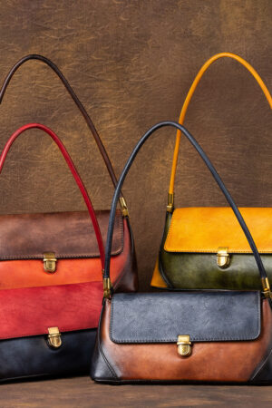 Underarm Top Layer Leather Contrast Tote Bag