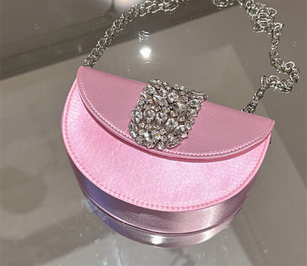Circle Shiny Not Spirit Diamond Silk Crescent Half Crossbody Bag - Image 6