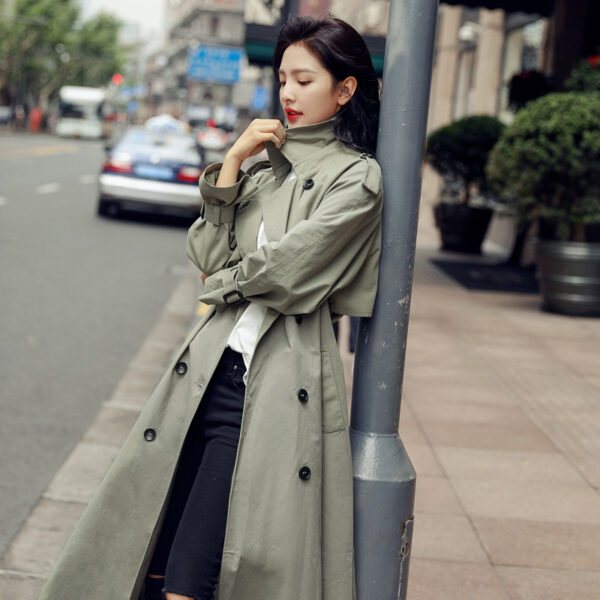 Women's New Trendy Trench Loose Waist Long Coat - Image 3