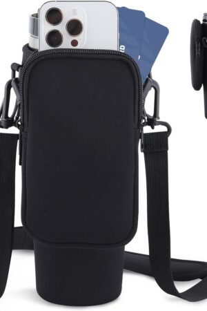 Slok Water Bottle Carrier Bag, Compatible With 40oz Tumbler With Handle, Modern Water Bottle Holder With Simple Adjustable Strap For Outdoor Walking Hiking Travelling Sports-Blue Purple