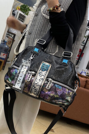 Women's Painted Print Portable Western Style Soft Leather Shoulder Large Bag