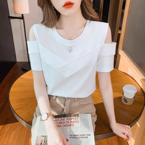 Fashion Chic Off-the-shoulder Short Sleeve Top For Women - Image 2