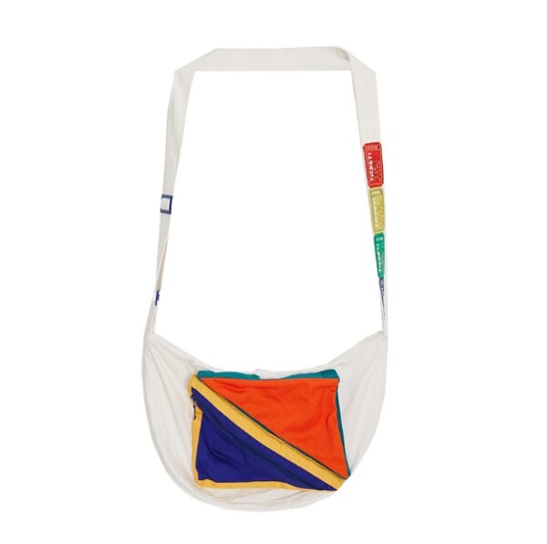 Personality casual hit color single shoulder slung small bag white canvas bag female thin section - Image 4