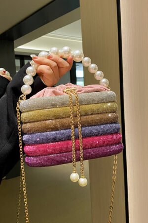 European And American Fashion One-shoulder Ins Women's Crossbody Classic Style Pearl Hand Dinner Bag