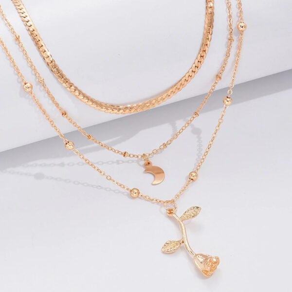 Bohemia Multilayer Moon Gold Color Pendant Necklaces For Women Rose Flower Choker Necklace 2025 Fashion Jewelry Party Gift Valentine's Day Gifts - Image 8