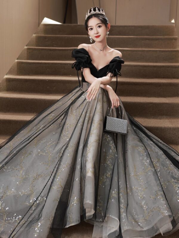 Off-shoulder Evening Dress High Sense Annual Birthday Performance Princess Dress - Image 2