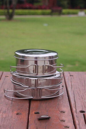 Outdoor Stainless Steel Cookware Suit Camping Portable Cookware Pot Set