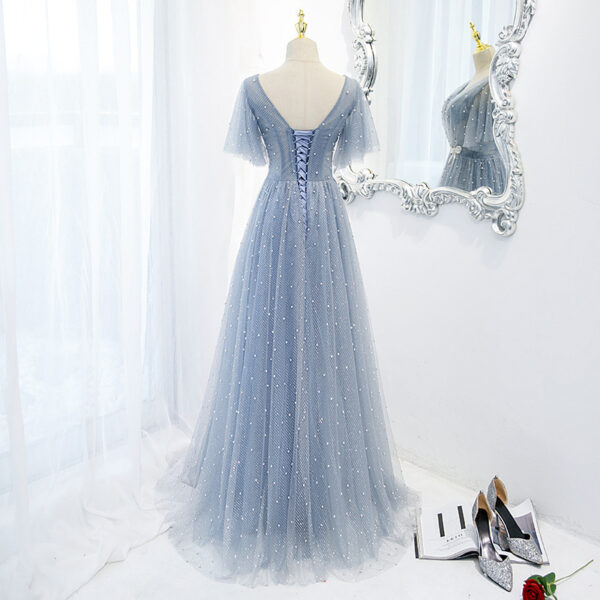 Evening Dress Female Elegant Temperament Host V-neck Super Fairy Thin Long Style - Image 4