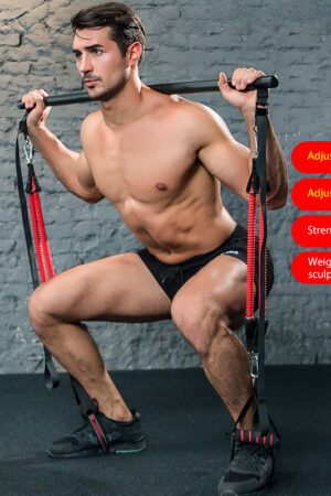 Body Workout Trainer Bar with Resistance Bands Rubber Buckles