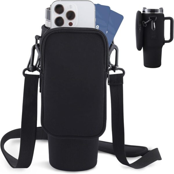 Slok Water Bottle Carrier Bag, Compatible With 40oz Tumbler With Handle, Modern Water Bottle Holder With Simple Adjustable Strap For Outdoor Walking Hiking Travelling Sports-Blue Purple - Image 7