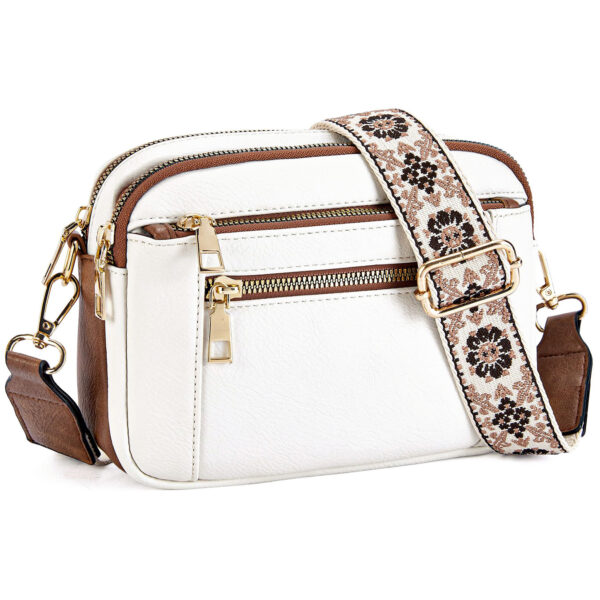 Cow Color Matching Multifunctional Zipper Crossbody Bag - Image 6