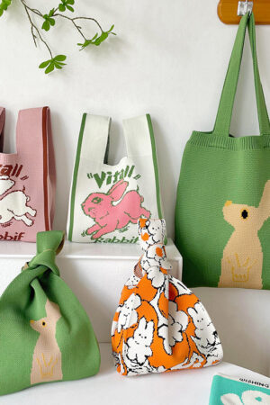 Moon Rabbit Knitted Shoulder Bag