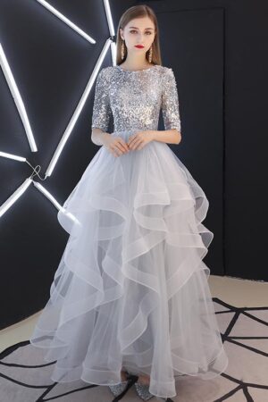 Evening Dress Skirt Women Fashion Banquet French Sequins Long Mori Series