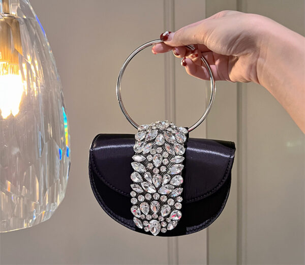 Circle Shiny Not Spirit Diamond Silk Crescent Half Crossbody Bag - Image 4