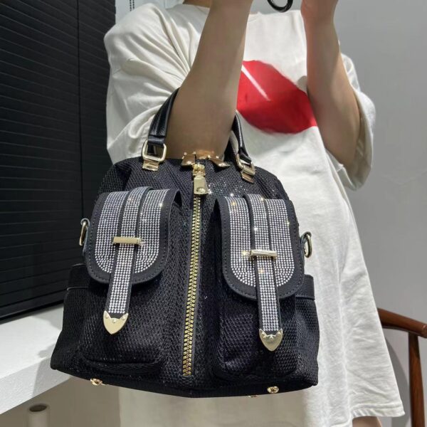 Women's Fashion Diamond-embedded Elegant Backpack Multi-pocket Tote - Image 4