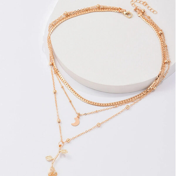 Bohemia Multilayer Moon Gold Color Pendant Necklaces For Women Rose Flower Choker Necklace 2025 Fashion Jewelry Party Gift Valentine's Day Gifts - Image 9