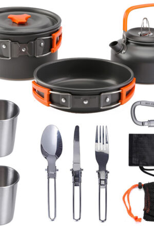 Outdoor Jacketed Kettle 2-3 Person Camping Teapot Tableware Suit
