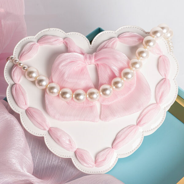 People Love Bow Pearl Lolita Flower Wedding Bag Handheld Crossbody - Image 2