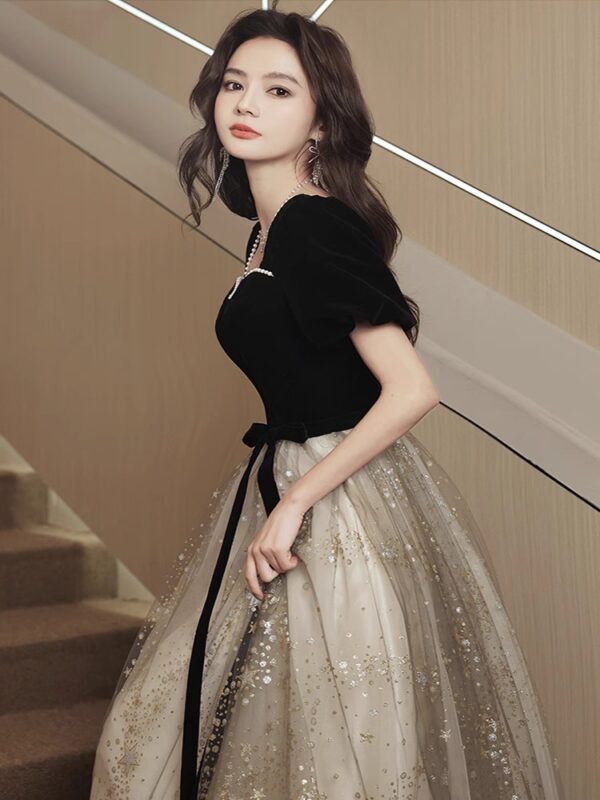 Women's French Light Luxury And Luxurious Black Evening Dress - Image 3