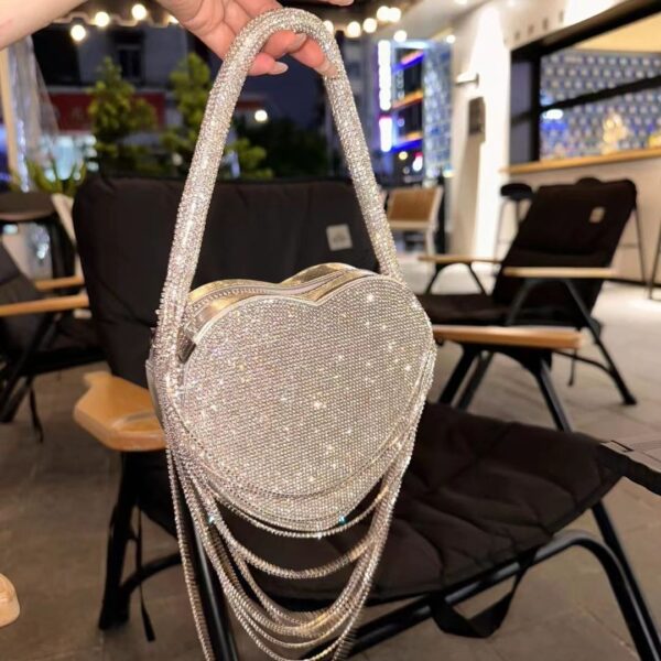 Rhinestone Tassel Chain Love Handbag - Image 3