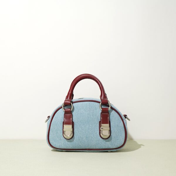 First Layer Cowhide With Denim Bun-shaped Bag - Image 2