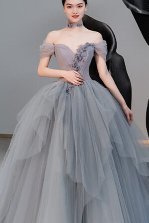 Female Texture Host Gift Tulle Tutu French Banquet Princess Dress