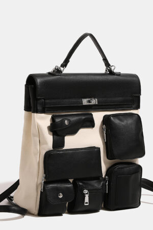 Dark Punk Motorcycle Bag Multi-pocket Canvas Backpack
