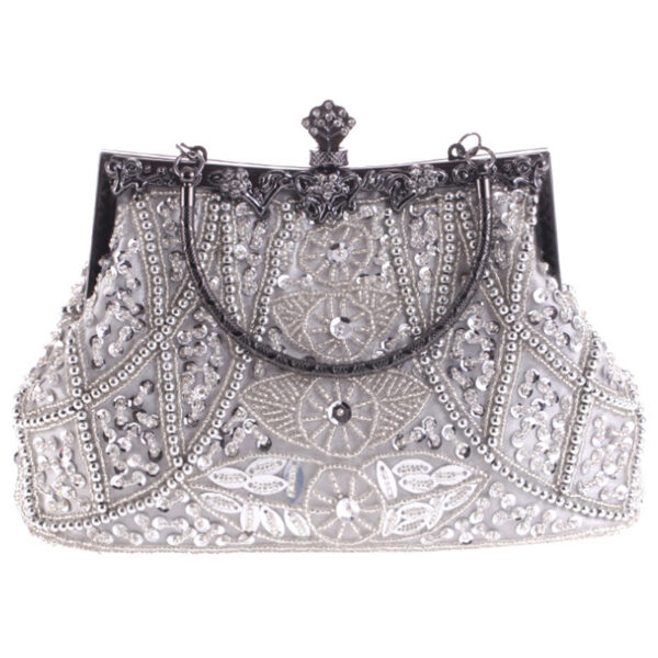 Ladies Hand Beaded Embroidered Evening Dress Embroidered Handbag - Image 4