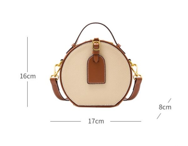 Genuine Leather Mini Small Round Bag Women's Messenger Bag - Image 5