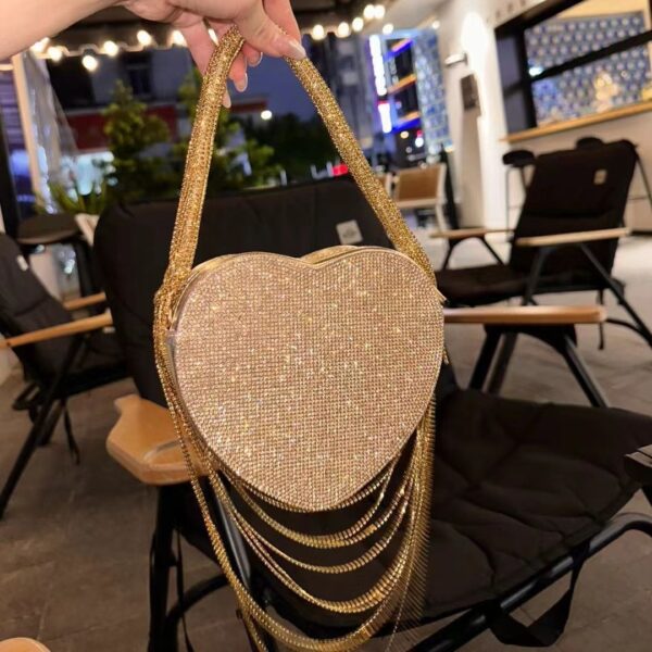 Rhinestone Tassel Chain Love Handbag - Image 5