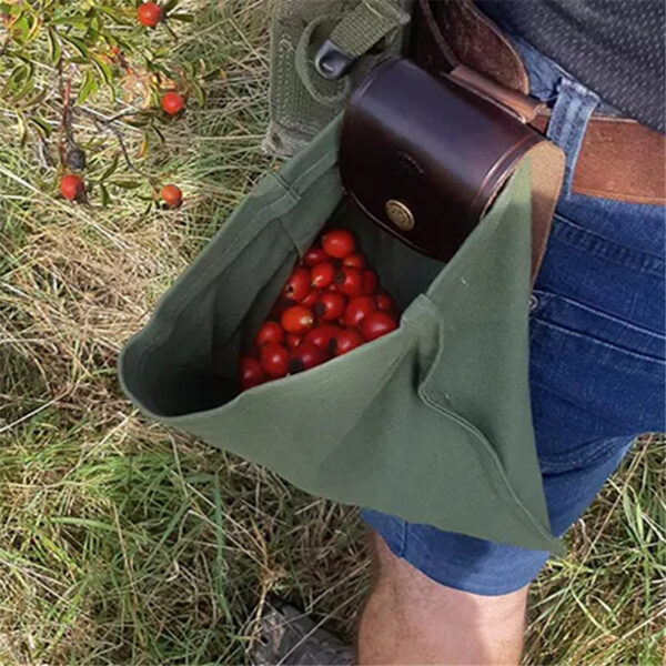 Leather Foraging Bag Mushroom Foraging Bag Canvas Foraging Pouch Collapsible For Hiking Camping Hunting Foraging Bag - Image 3