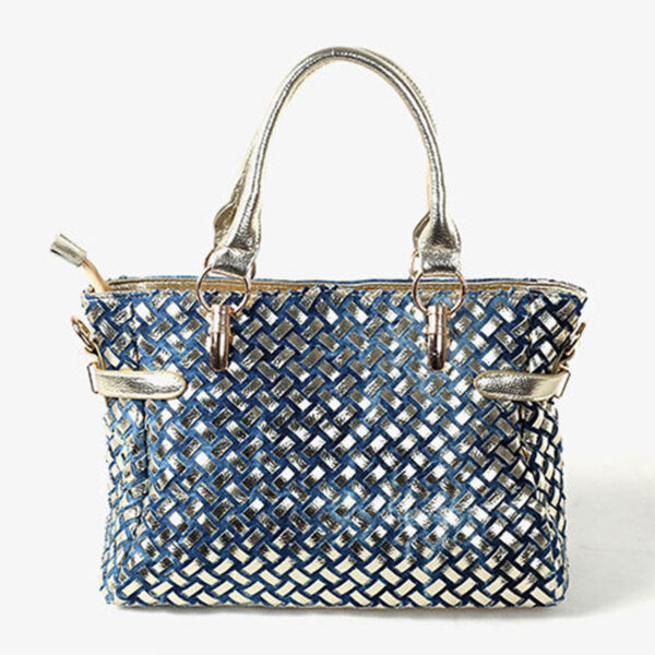 Female Inlaid Glass Rhinestone Small Buckle Lock Denim Single Shoulder Messenger Bag - Image 4