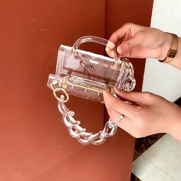 Transparent acrylic chain mini portable small square bag - Image 7