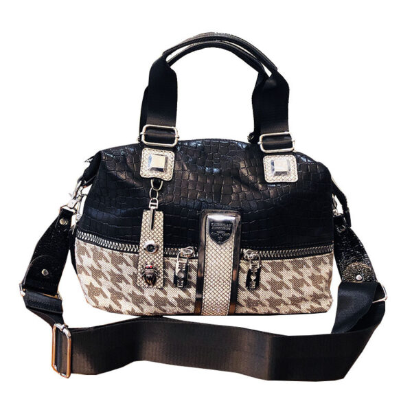 Female Houndstooth Contrast Color Large-capacity Crossbody Bag - Image 2
