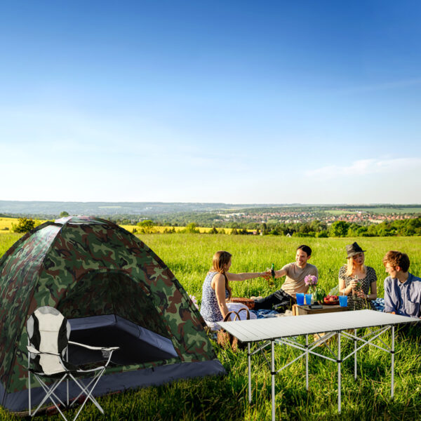 Camping Chair, Grey Iron Frame, Off-white - Image 4