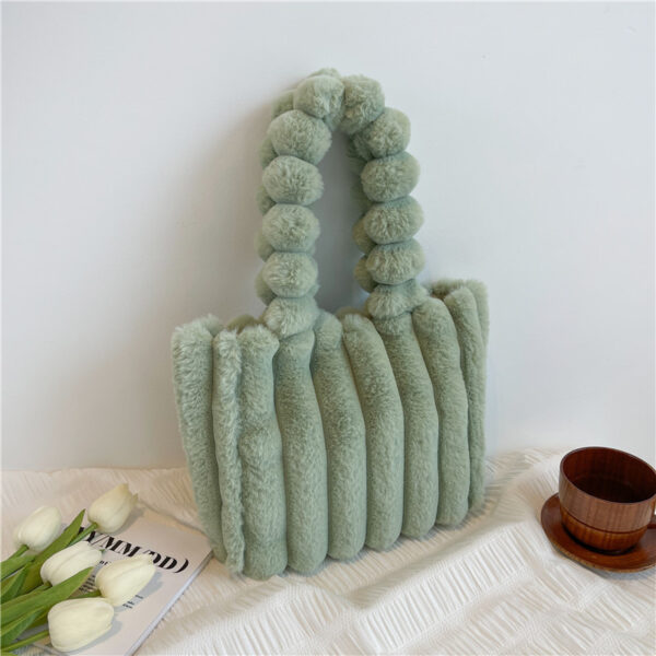 New Fashion One Shoulder Underarm Large Capacity Portable Plush Bag Women - Image 10