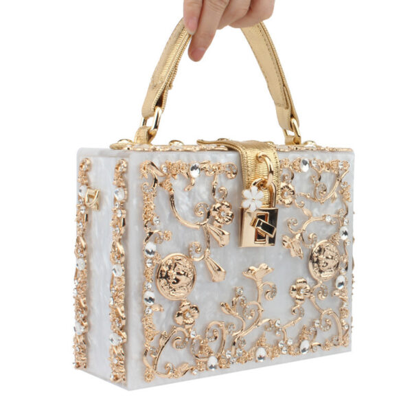 Diamond-studded portable diamond small square bag - Image 8