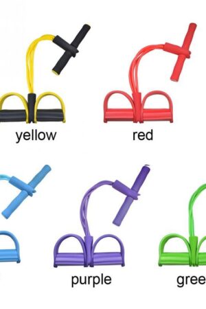 Natural Latex Foot Pedal Elastic Pull Rope with Handle Fitness Equipment Bodybuilding Expander