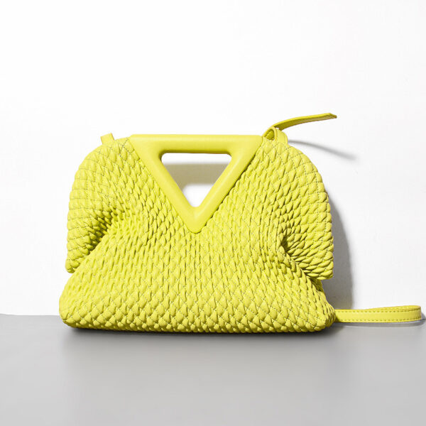 Women's Embroidered Crinkled Inverted Triangle Cloud Leather Leather Handbag - Image 5